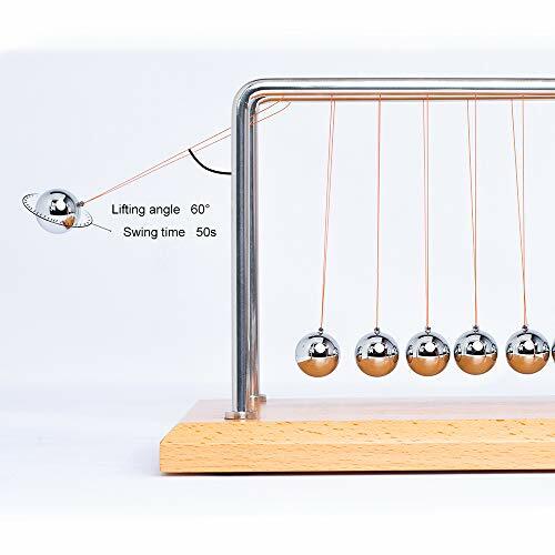 NEWTON’S CRADLE 7 Balls Law Conservation of Energy Beech Base 11 Inch CERROPI