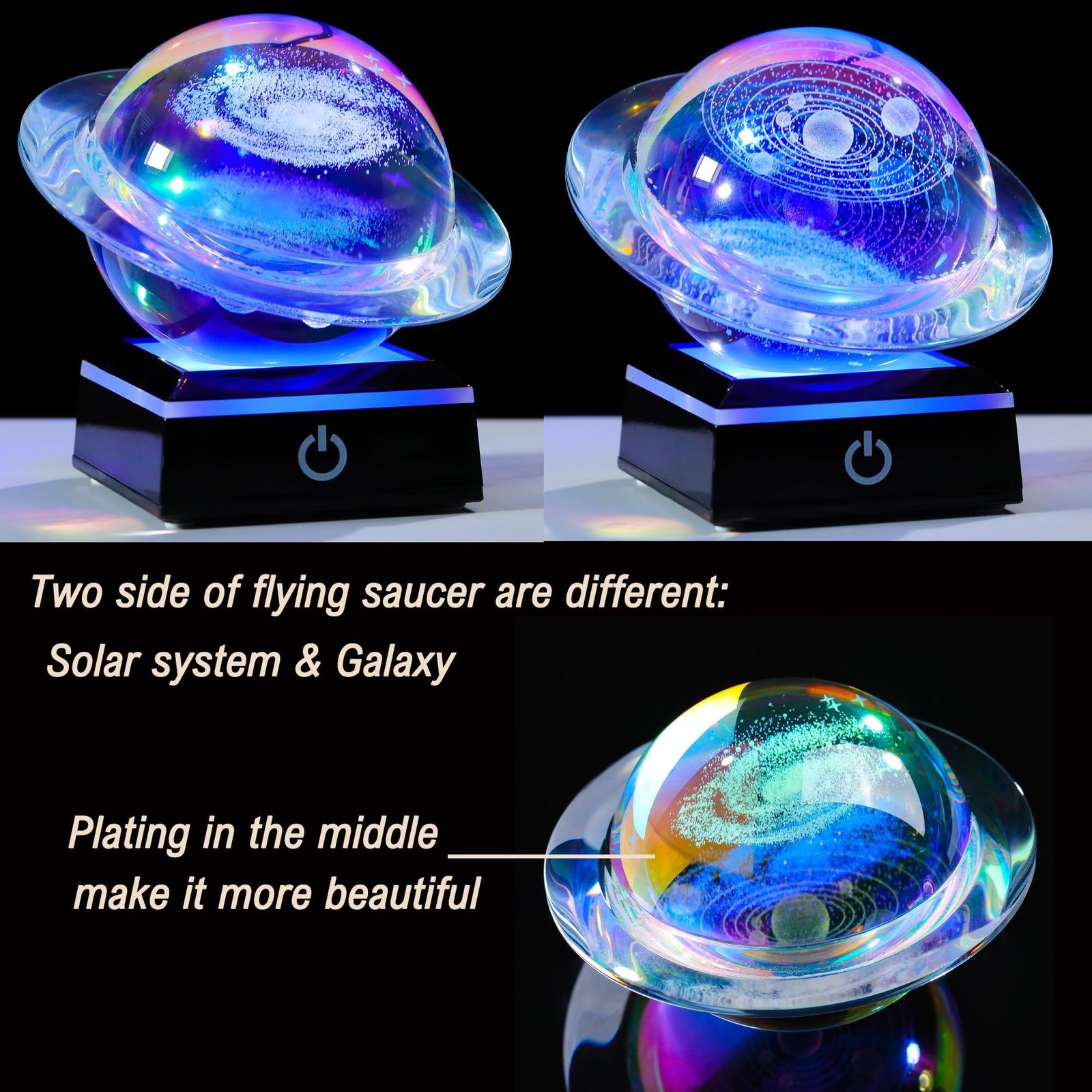 3d Solar System Model Galaxy Crystal Ball 80mm 3.15inch – Saturn Shape Outer …