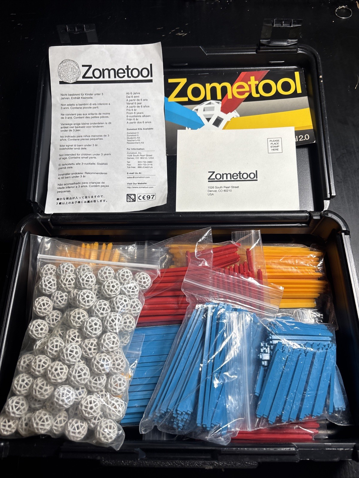 Zometool 2.0 Geometric Building Kit Geometry Math w/Case Zome Tool STEM STEAM