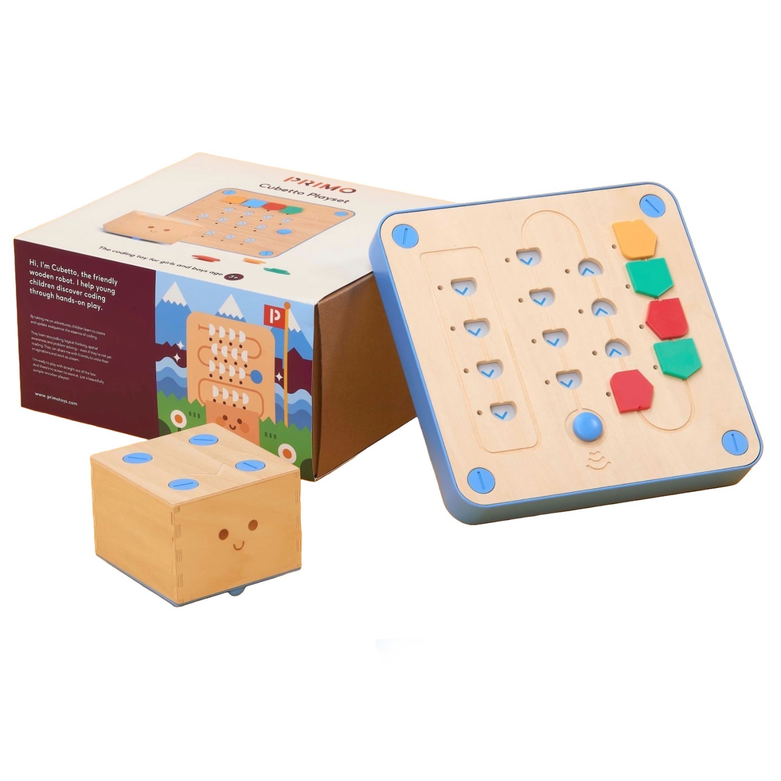 Primo Toys Cubetto+ Coding Robot STEM Kit Wooden Screen-Free Programming Toy