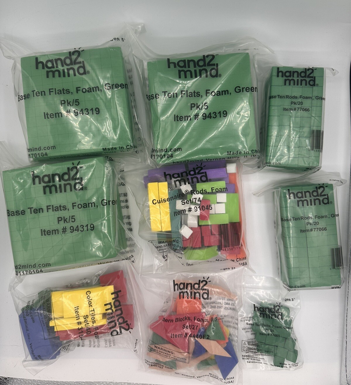 Math Manipulatives Plastic Blocks Lot Base Ten Flats Rods Blocks Units Hand2Mind