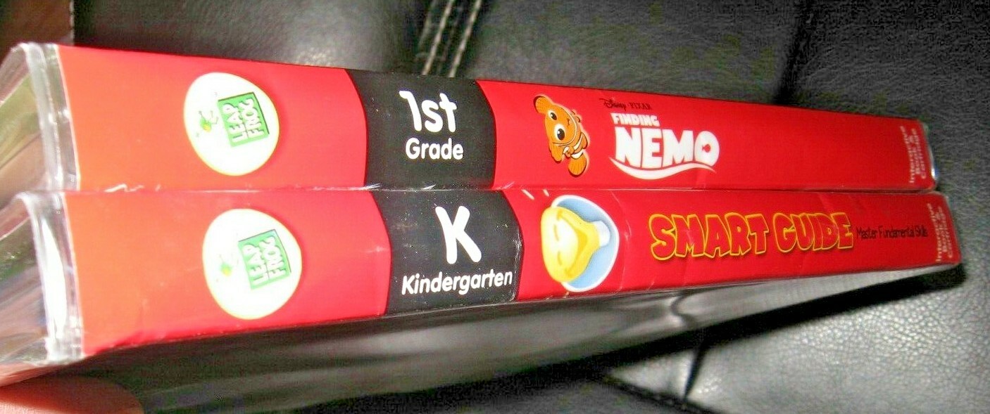2 Leap Frog LeapPad 1st Grade Finding Nemo & Kindergarten Smart Guide Book & Car