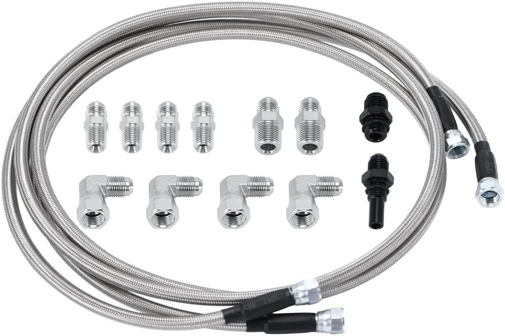 6AN 70″ Transmission Fluid Oil Cooler Hose Line kit for GM 70inch, Silver