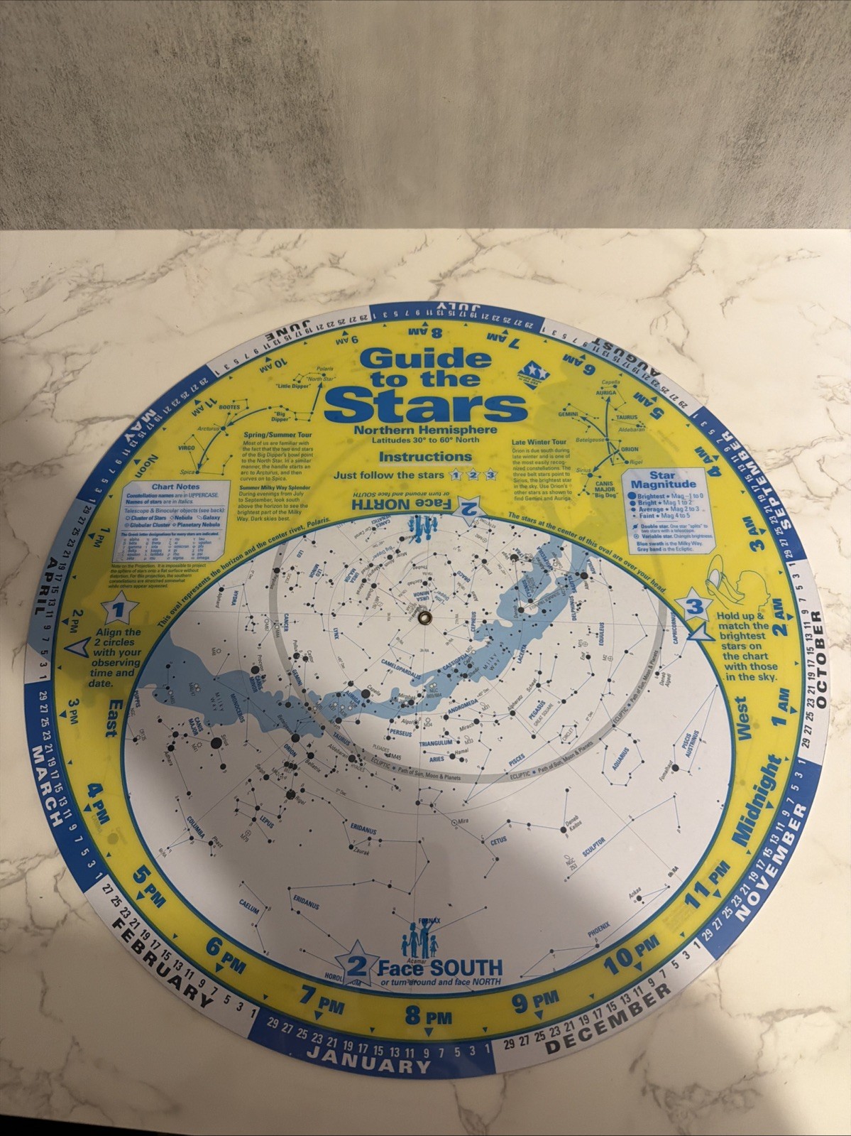 David Levy GUIDE TO THE STARS by Ken Graun Northern Hemisphere Planisphere 16″