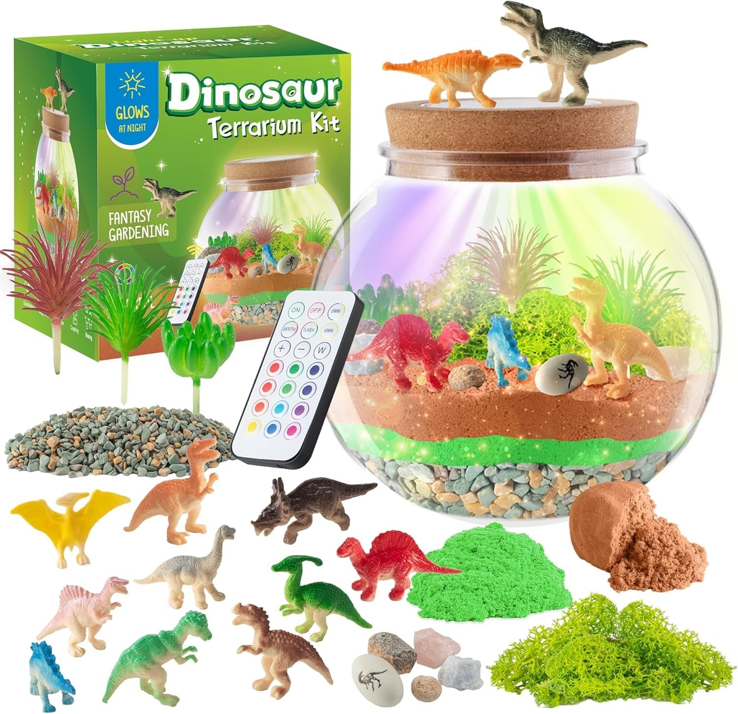 Magical Dinosaur DIY Terrarium with Remote-Controlled Light – Ages 4 to 12