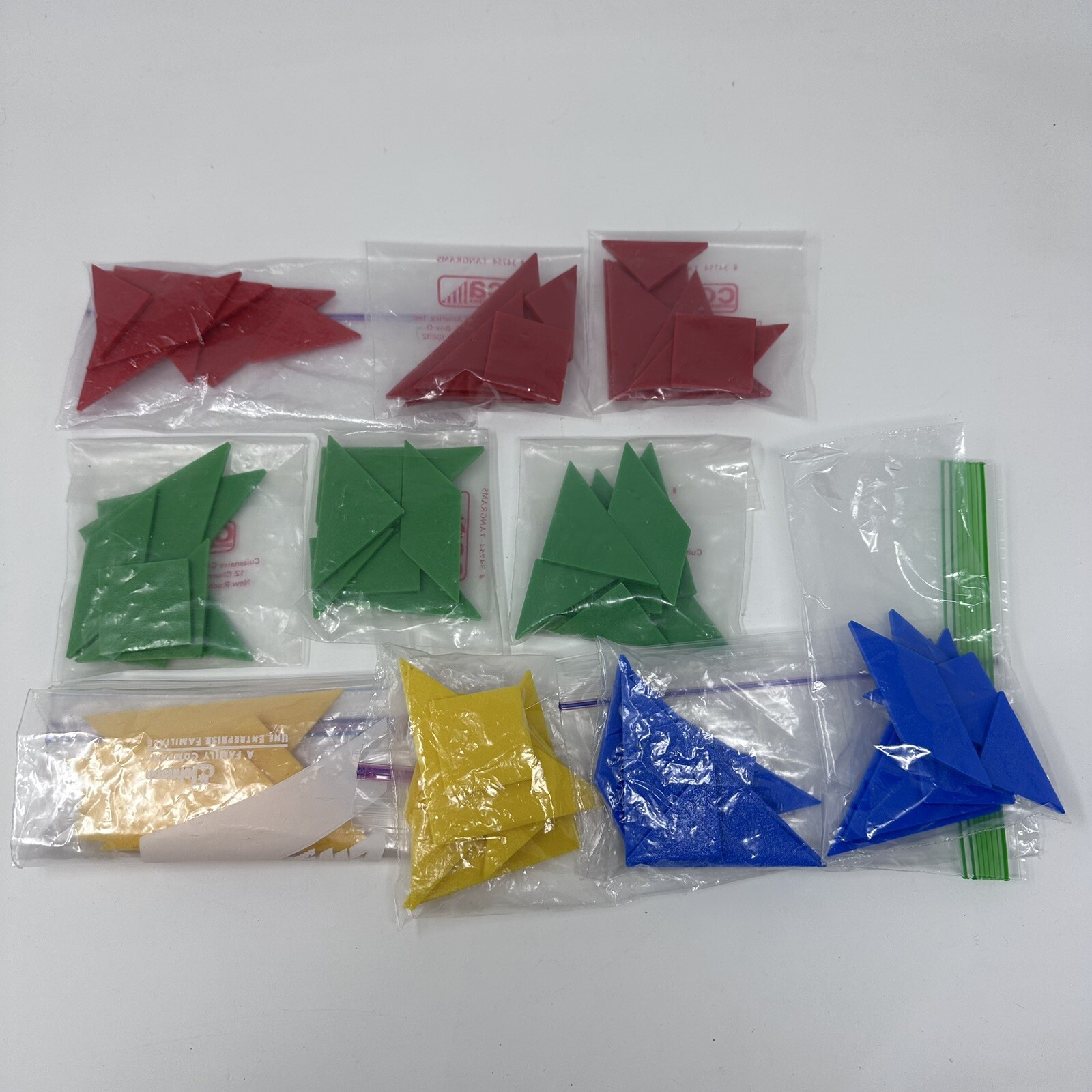 10x Square 7-Piece Plastic Tangram Sets Sorted & Ready for the Classroom