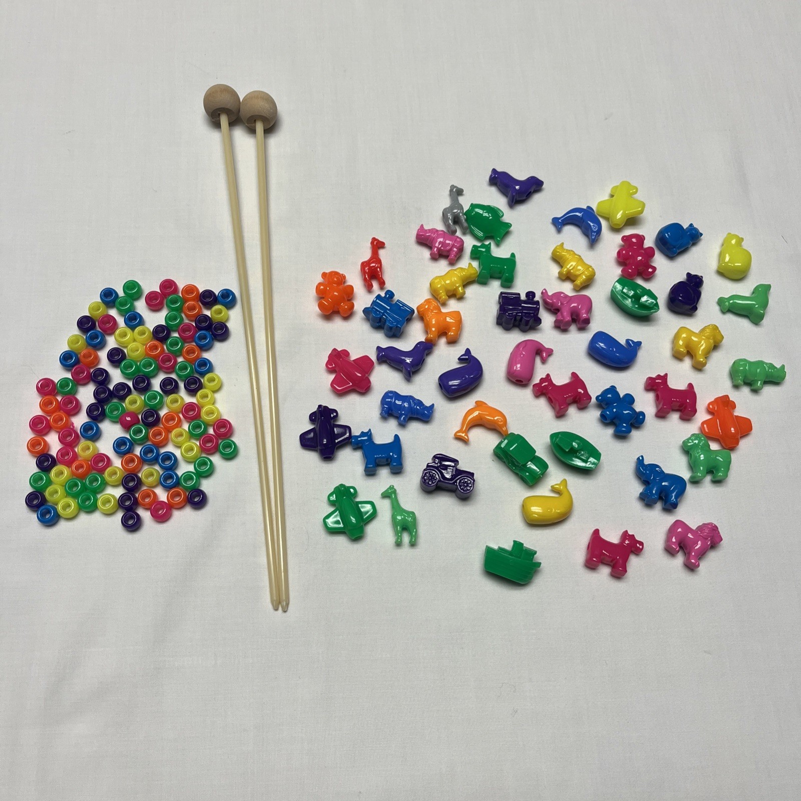 Colorful Multi Mix Lacing Beads W/2 Plastic Sticks Preschool Educational OT Prac
