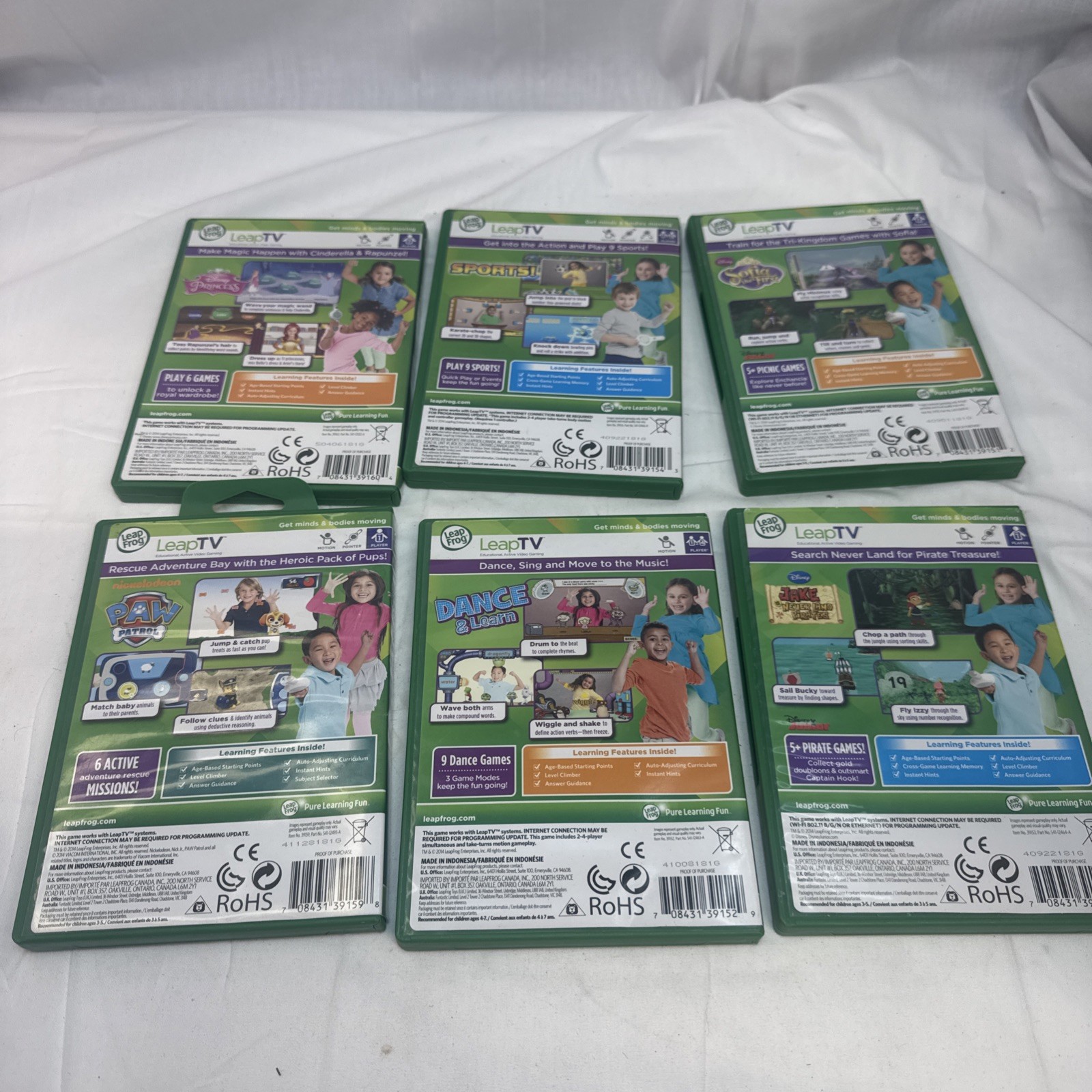 Lot Of 6 Leap Frog Tv Educational Gaming Games All Complete In Cases And Working