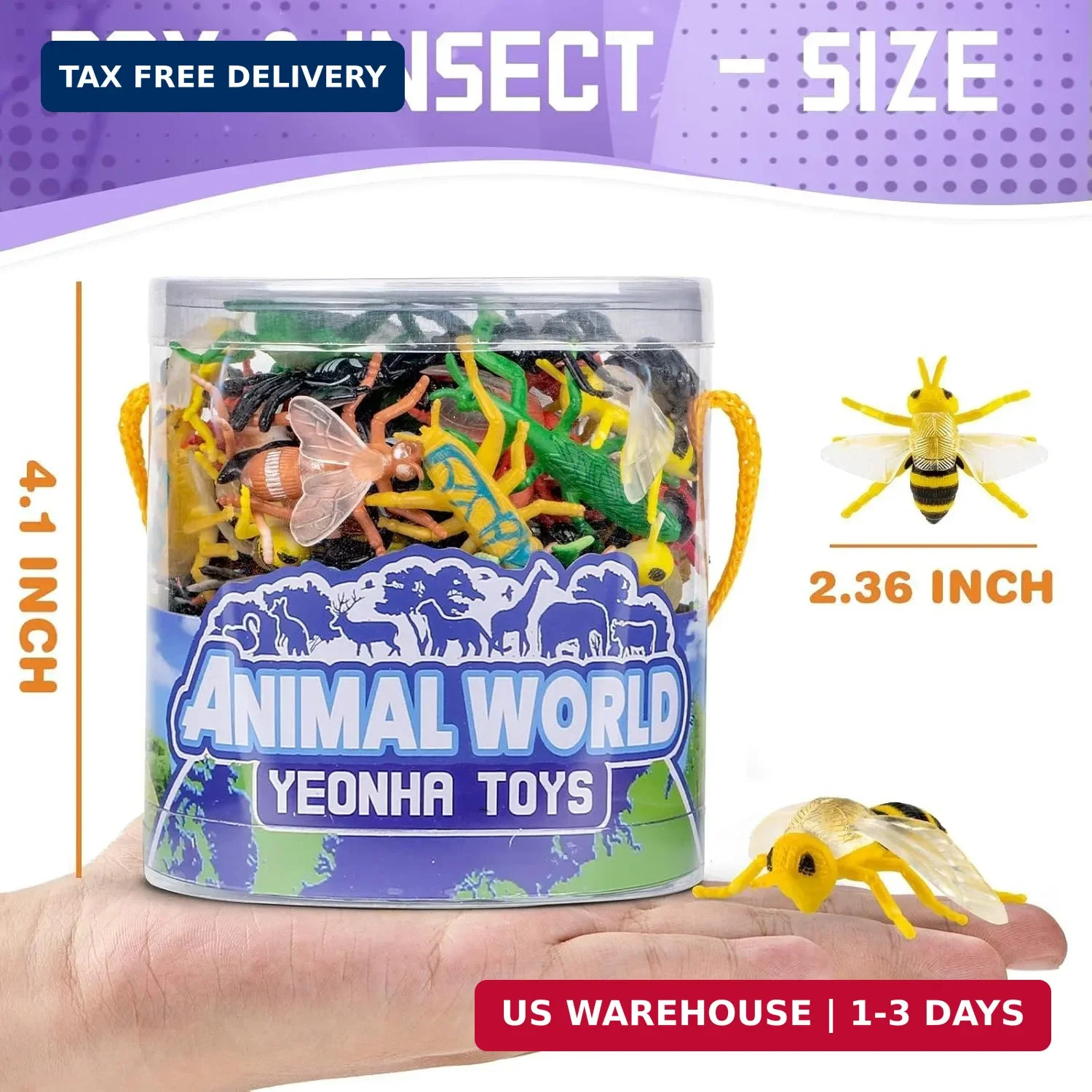 60 Piece Mini Insect Toys with Gift Box, Plastic Bug Figure for Kids, Fake Bug