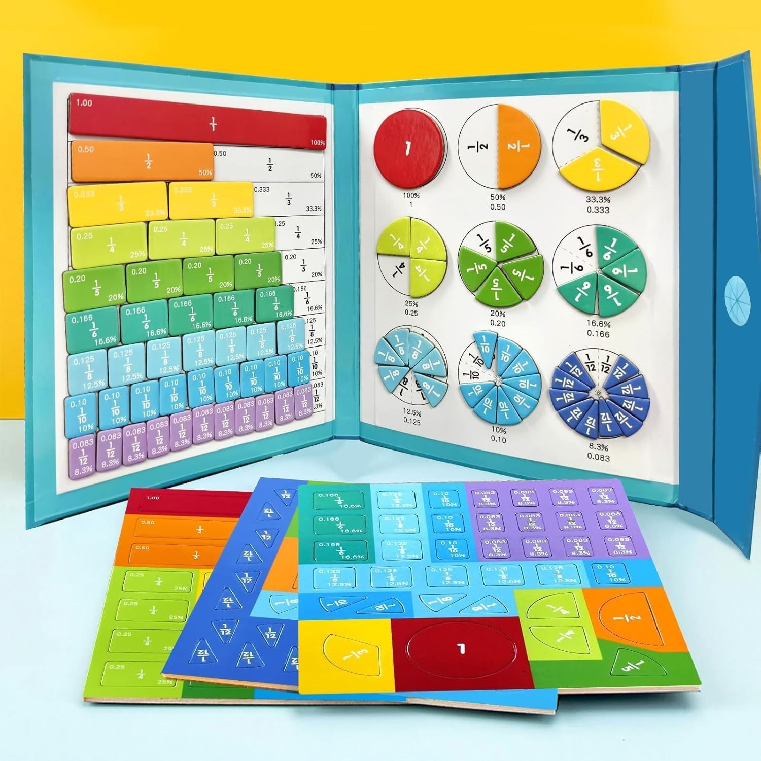 Magnetic Fraction Demonstration Book with Magnetic Tangram Puzzle Book Set Toys