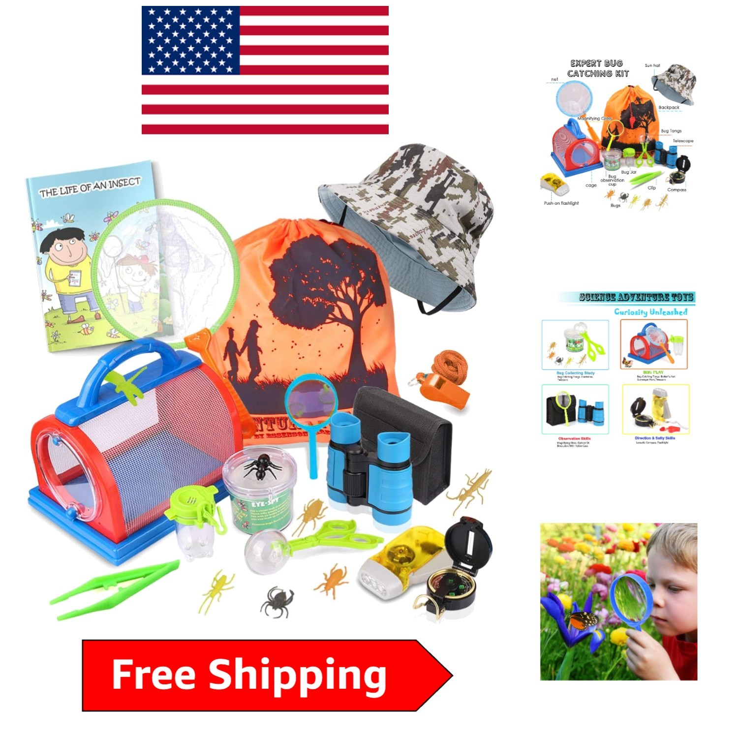 Kids Adventure Explorer Kit | Binoculars, Net, & Science Tools for Nature Lovers