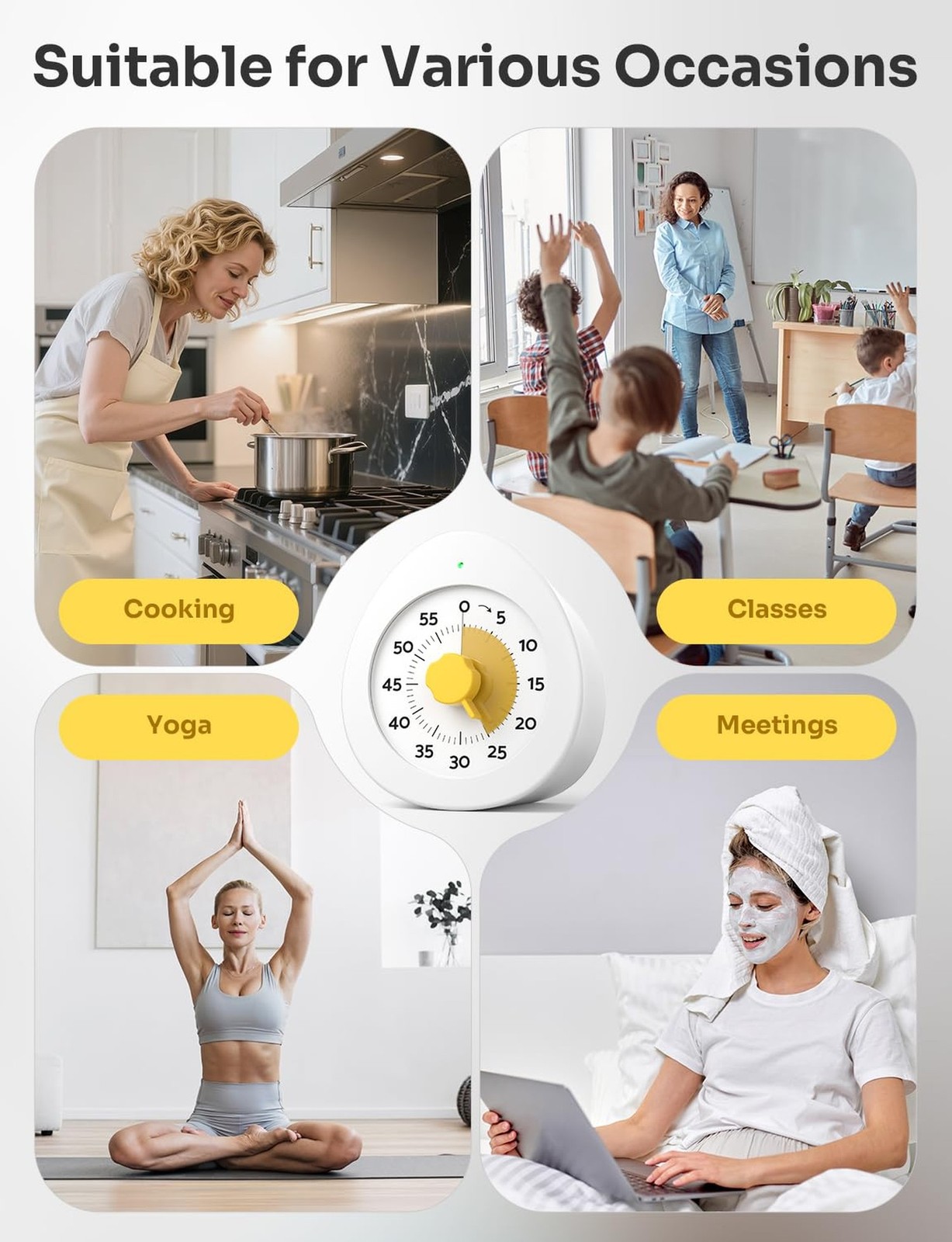 LIORQUE Visual Timer for Kids, 60-Minute Countdown Kitchen Timers for Cooking…