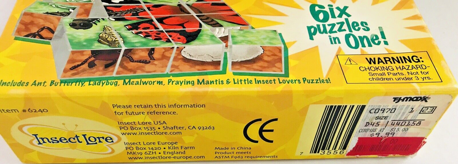 6 Bug Puzzles Insect Lore 16 Plastic Six-Sided Cubes with Instructions