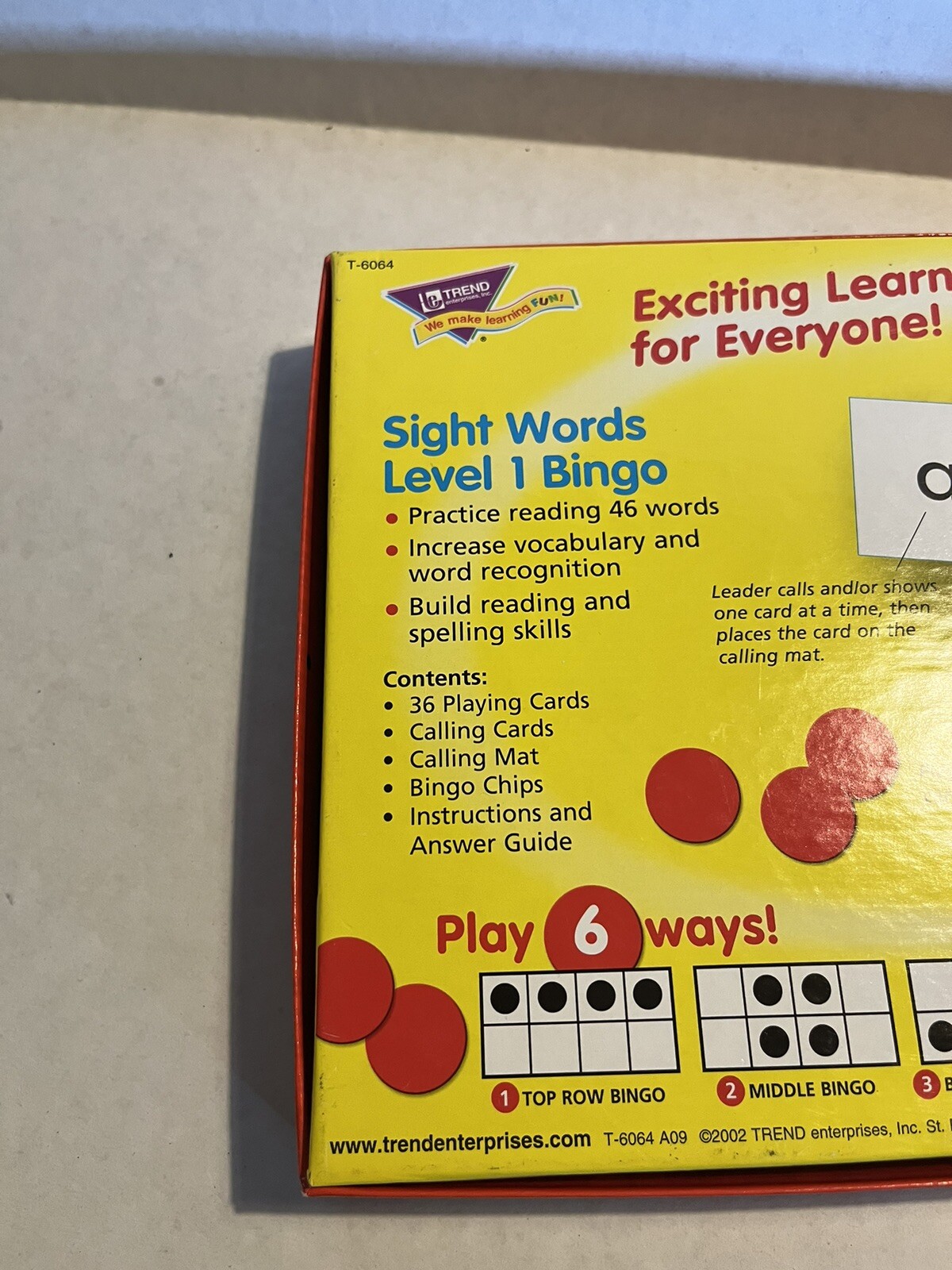 Sight Words Level 1 Bingo Game, Play 6 Different Ways, 5 and Up (complete)