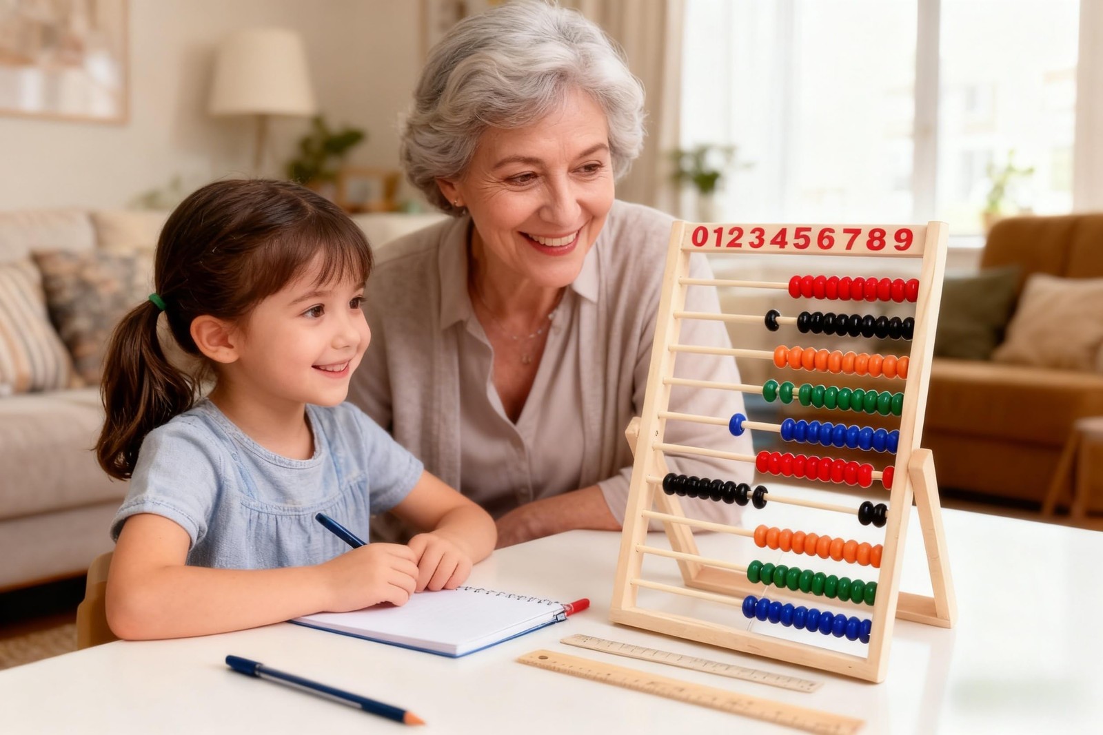 Wooden Counting Number Frame 10 Rows Abacus for Kids Math Learning NEW