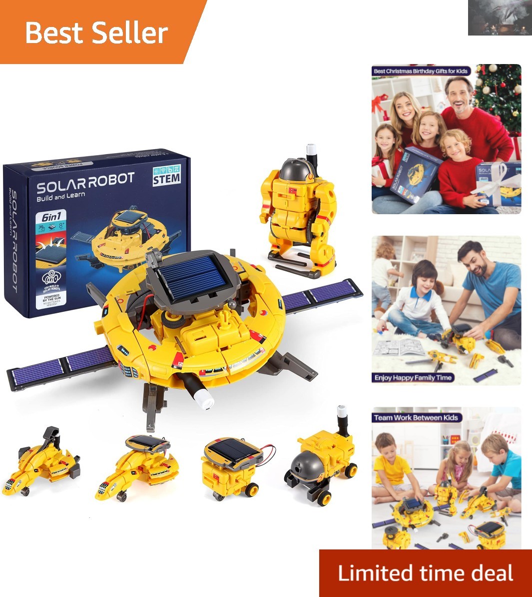 STEM Robot Building Kit for Kids 8-14: 6-in-1 Solar & Battery Projects