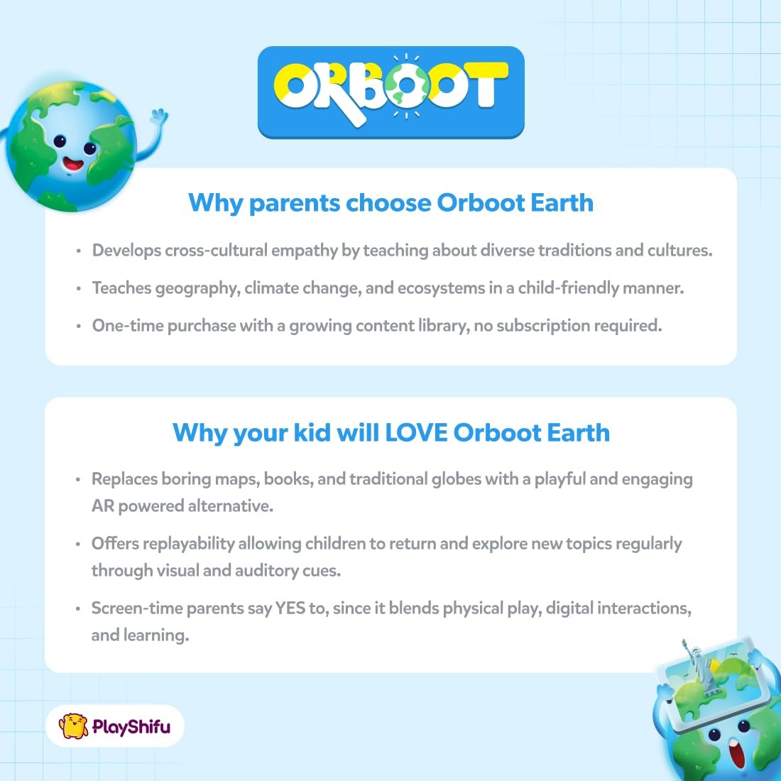 Interactive Kids Globe Orboot Earth 1000+ Facts Animals Places Shifu014 Learning