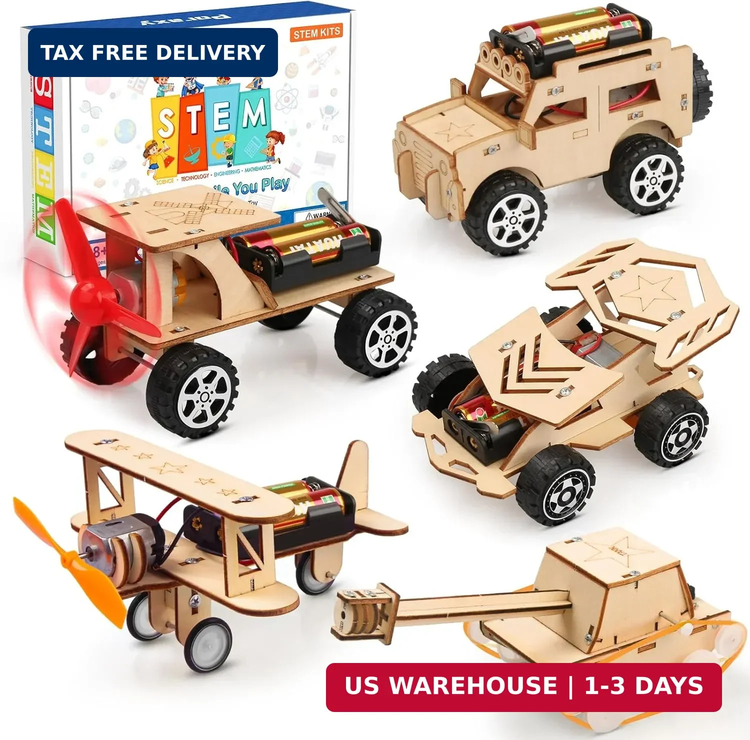 5in1 STEM Kit for Kids 8-13 Wooden Model Car Building Toys Gift