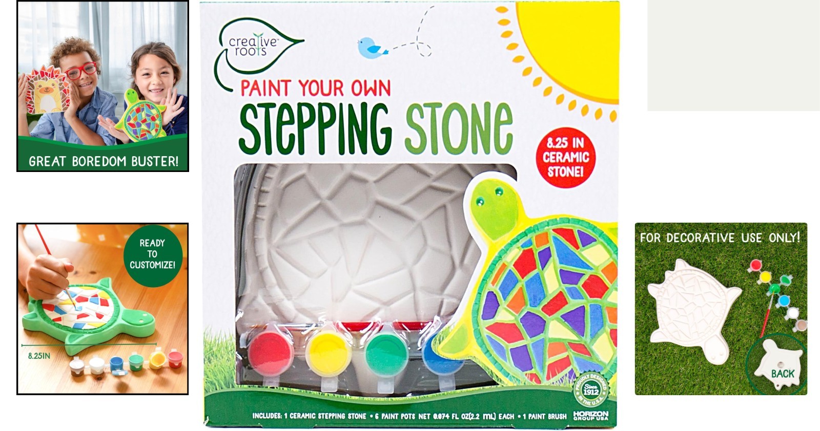 Creative Mosaic Turtle Stepping Stone Kit for Kids Ages 8+, Includes 6 Paints