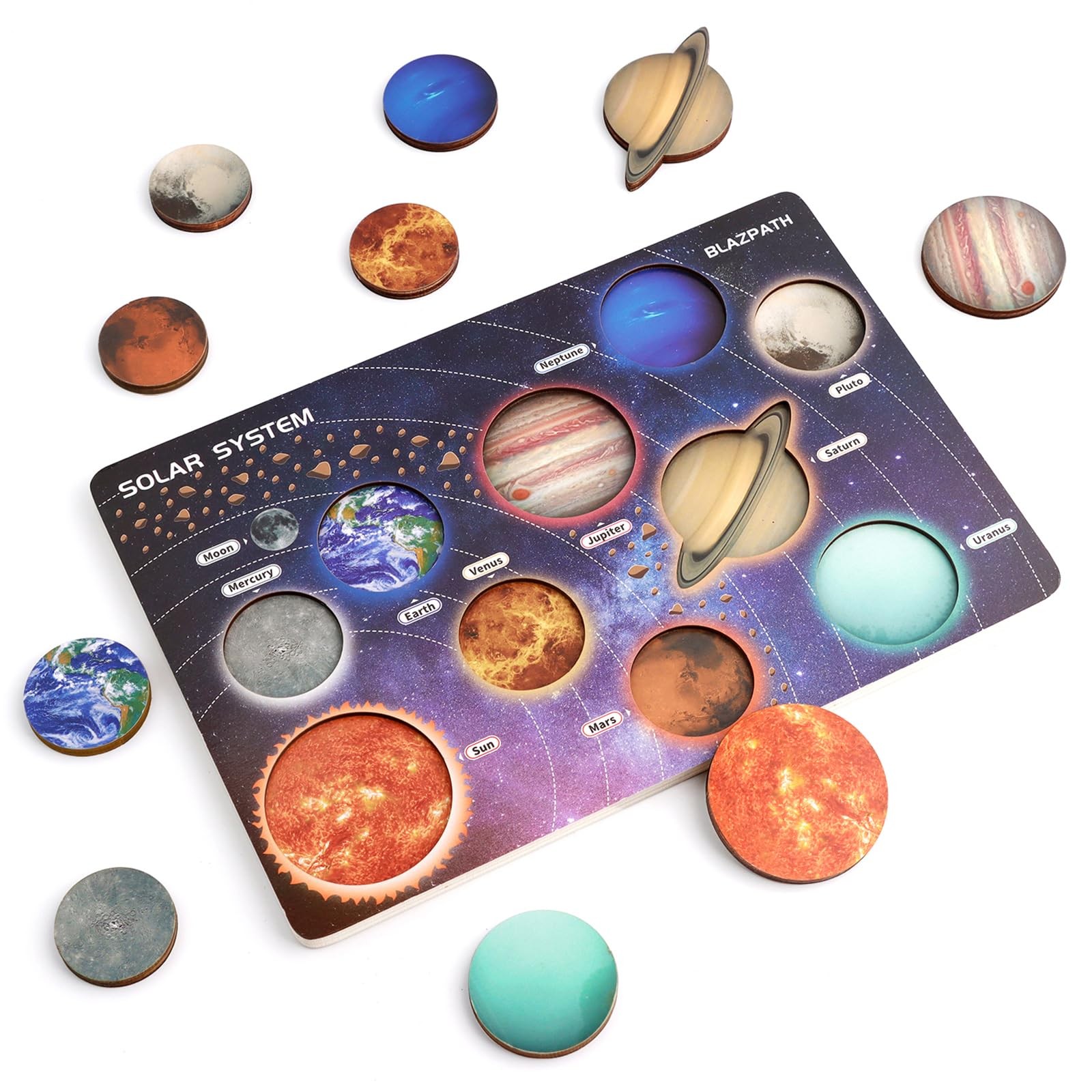 Solar System Wooden Puzzle Toys for Kids 3-5, Toddler Outer Space Montessori …