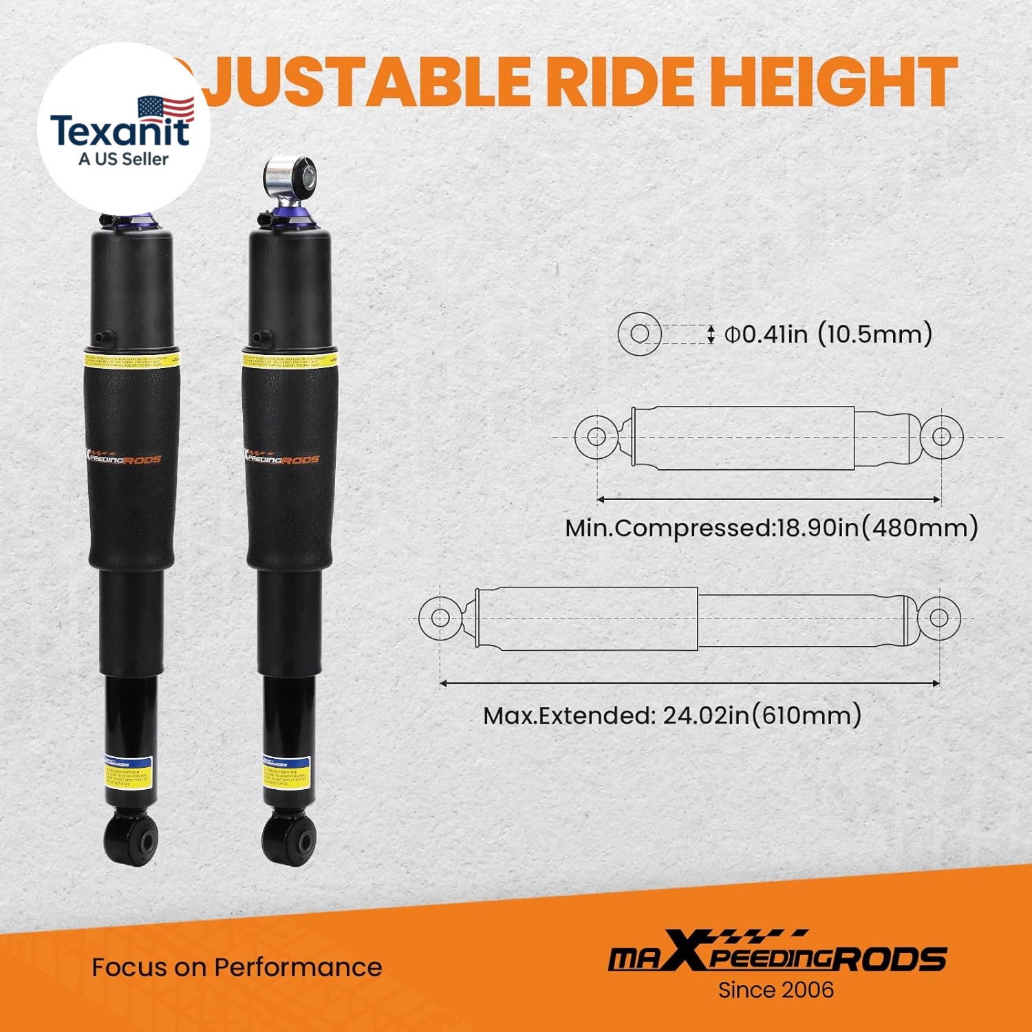 2PCS Rear Air Shocks Suspension Struts for Cadillac Escalade for Chevy Tahoe Sub