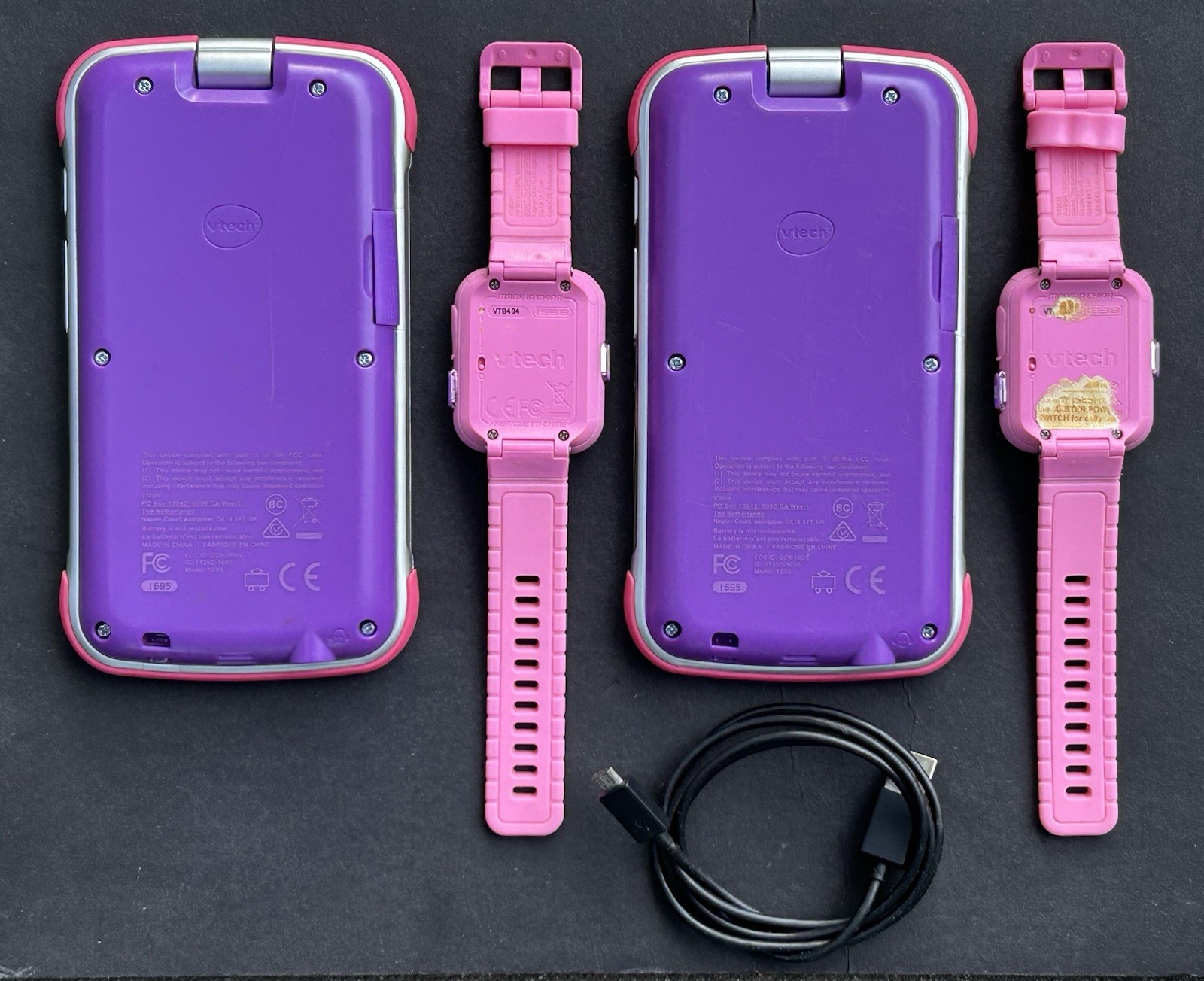 Lot of 2 VTech KidiBuzz 1695 Kids Smart Phone KidiZoom DX2 Smart Watch Pink