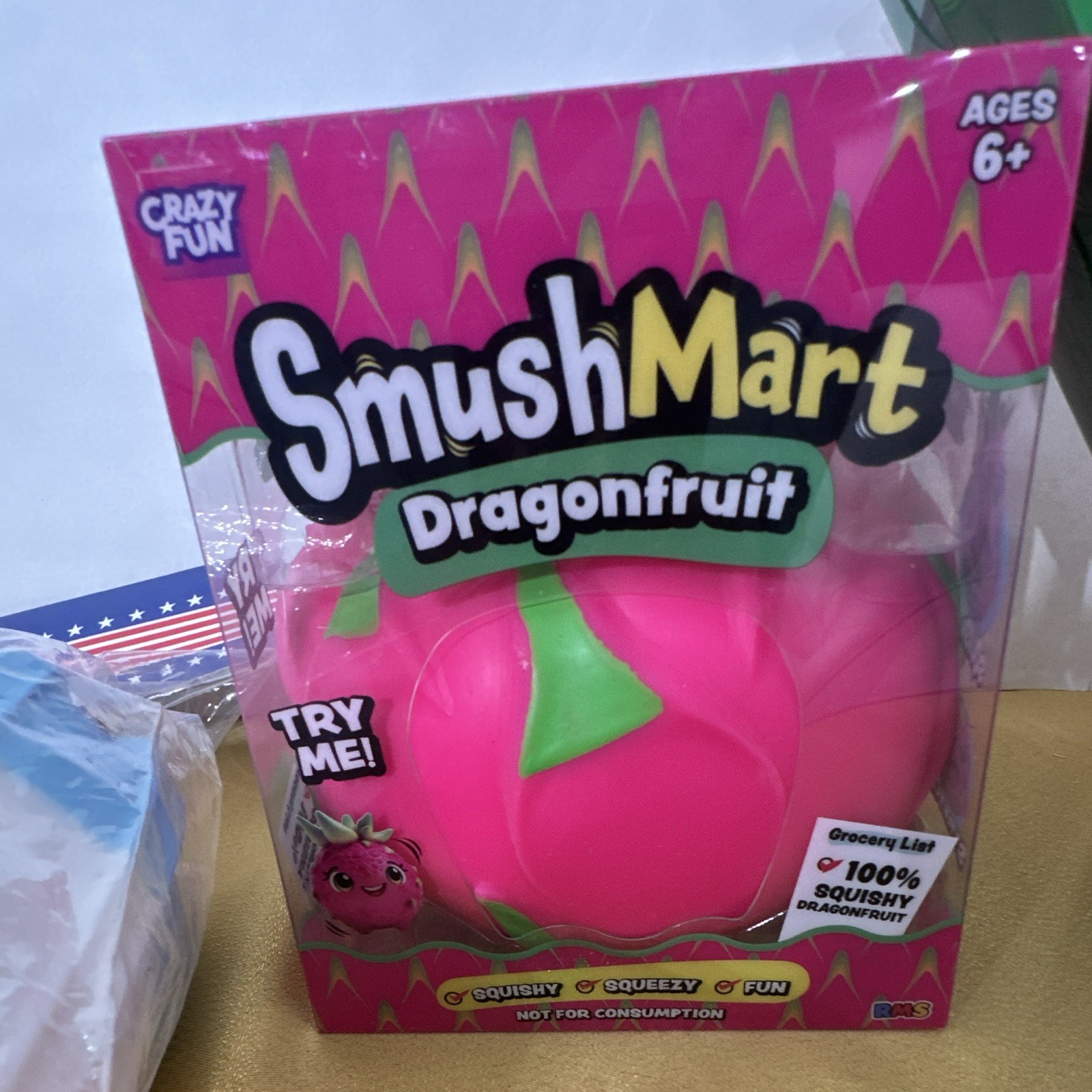 SmushMart Dragonfruit Squishy Squeeze Toy Pink/Green Ages 6+