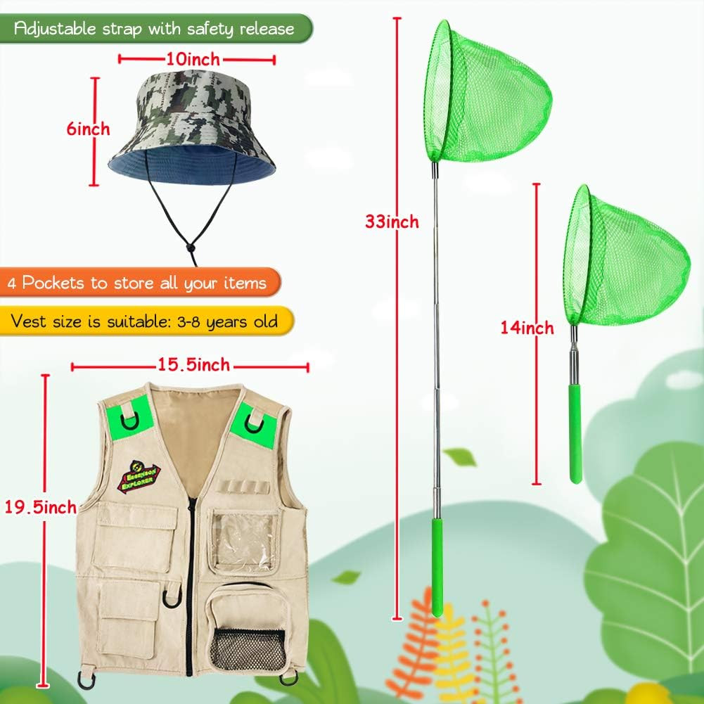 ESSENSON Outdoor Explorer Kit & Bug Catcher Kit with Vest, Outdoor Toy Gift for