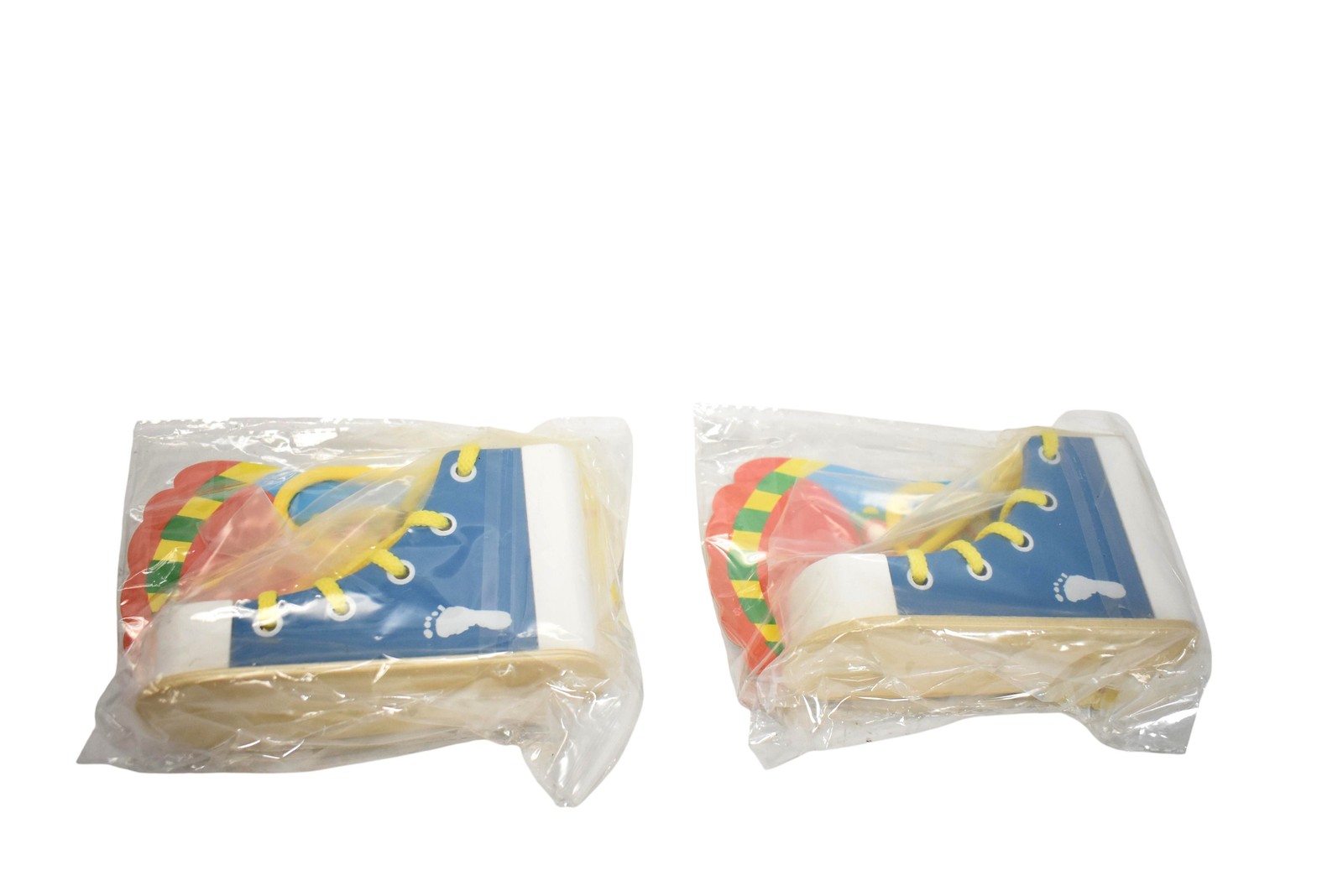 2 Pack Wooden Shoe Tying Practice Toy Lacing Sneakers For Kids 3-6 Years Blue
