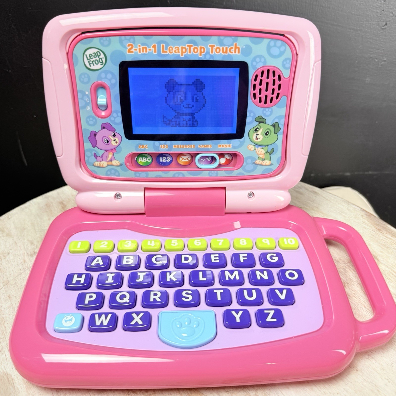 LeapFrog 2 in 1 LeapTop Touch Toddler Laptop Pink Ages 2 To 5 Works Great Music
