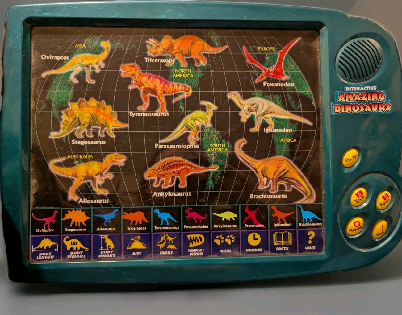 Vtg Green Interactive Amazing Dinosaurs Kids Electronic Learning Toy – Works