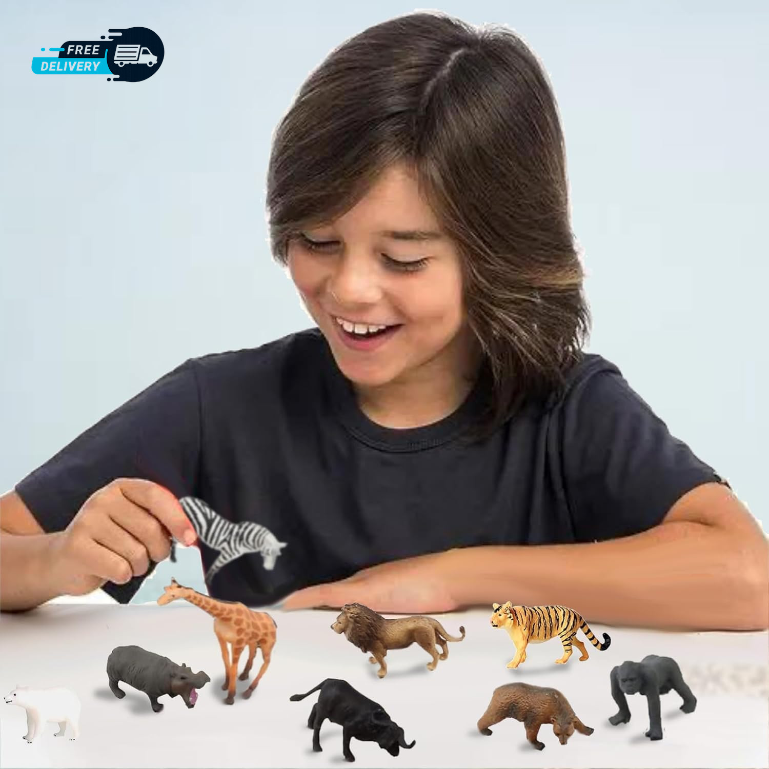 12 Pcs Mini Safari Animals Figures Toys, Realistic Jungle Zoo Animal Figurines