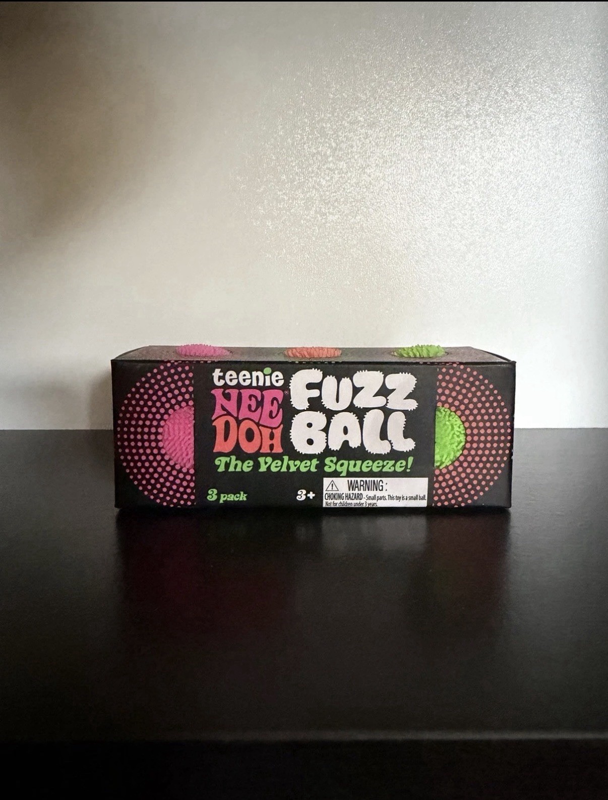NeeDoh Teenie Fuzzball Velvet Squeeze Toy 3 Pack. Random Colors. Fuzz Ball