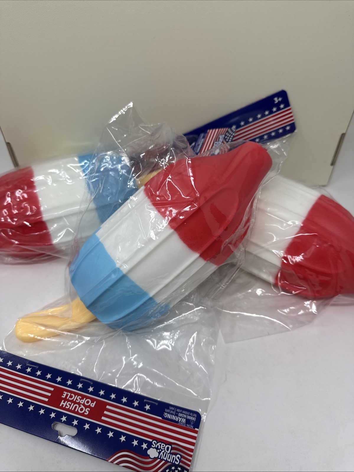 Sunny Days Jumbo Squishy Bomb Pop Popsicle Toy Red White Blue- Brand New