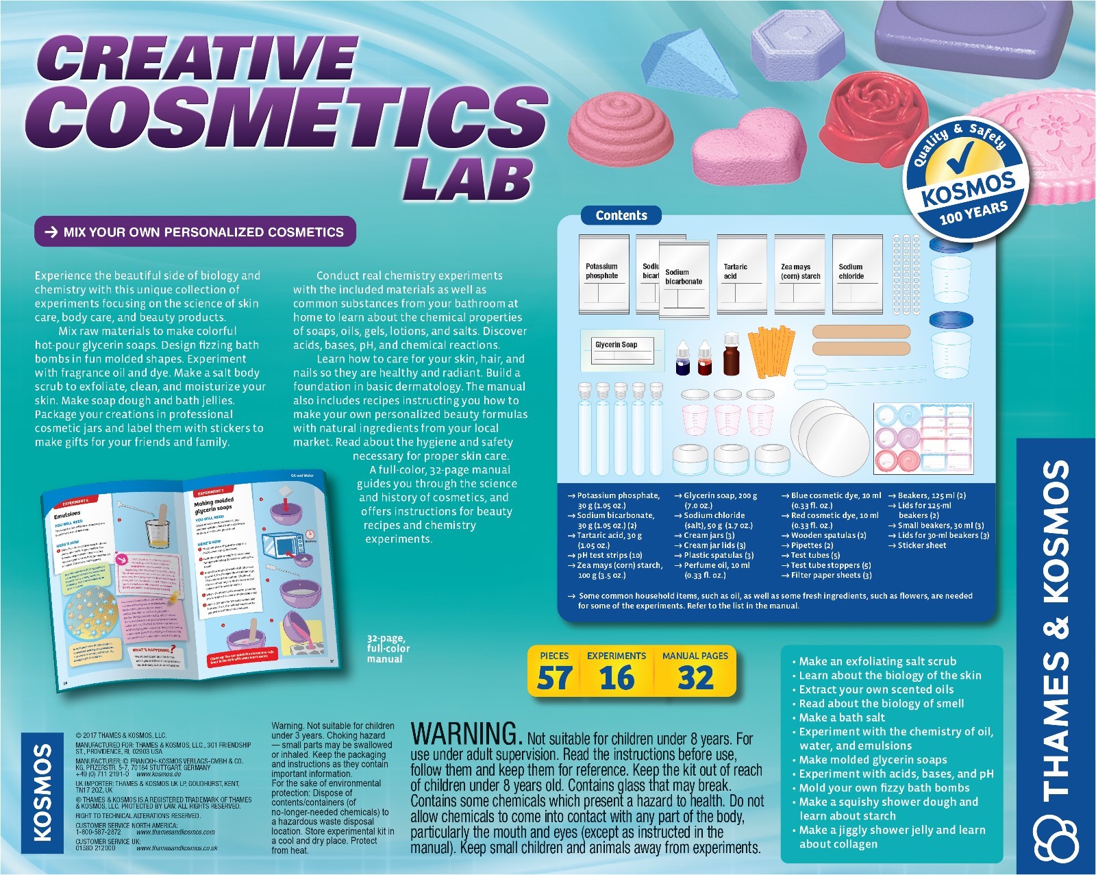 Creative Cosmetics Lab Skin Care Science Thames & Kosmos Experiment Kit 646518