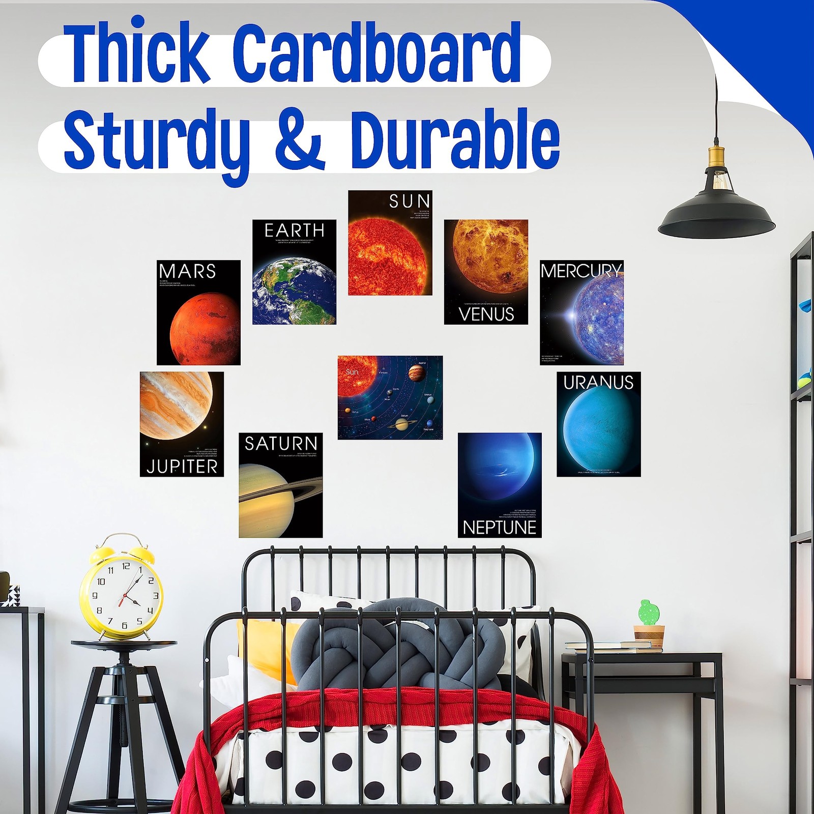 10 Solar System Posters, Early Learning with PET Film, Thick Cardstock Space …