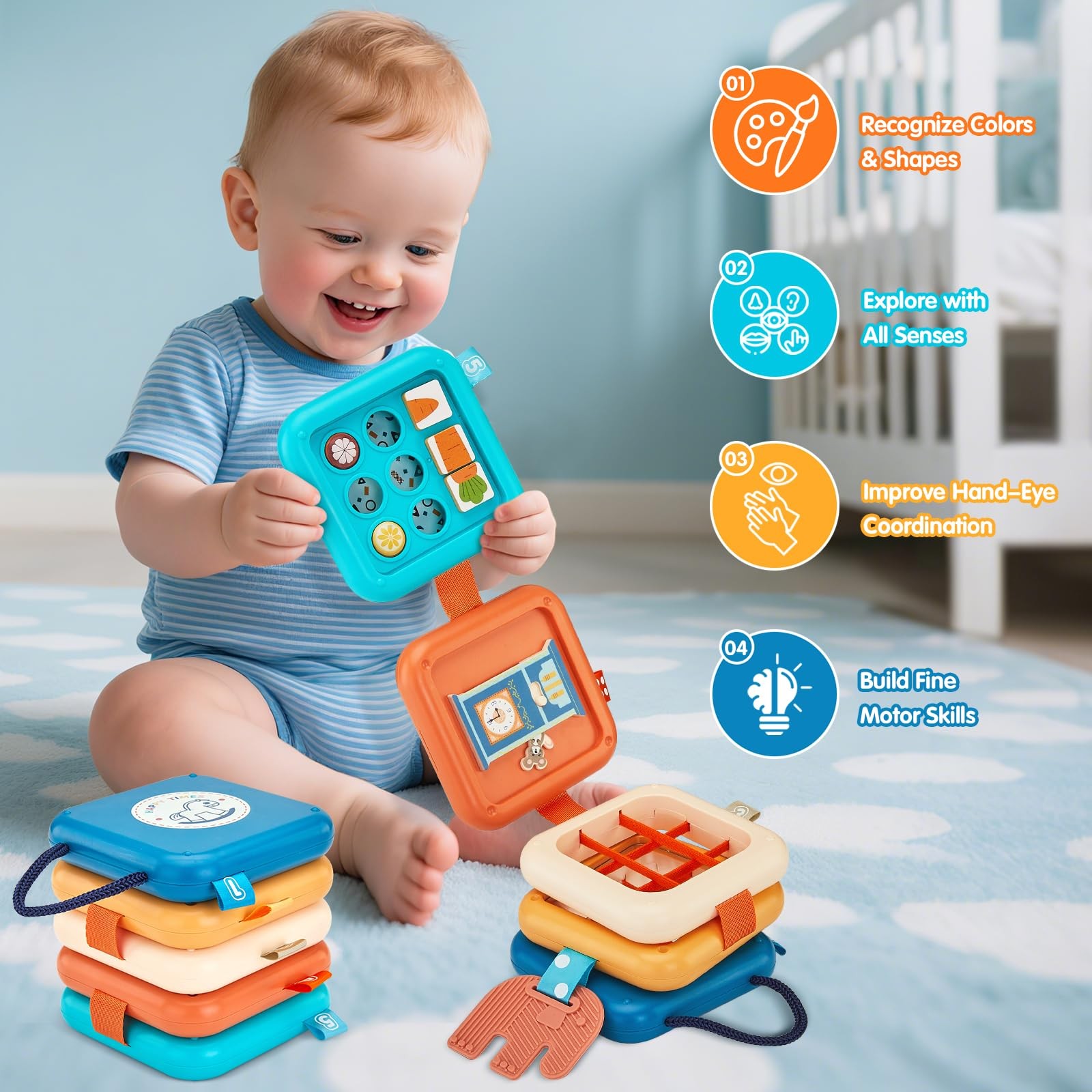 LMBMYYS Busy Board for 1 Year Old,Travel Toys Compact, Multicolored