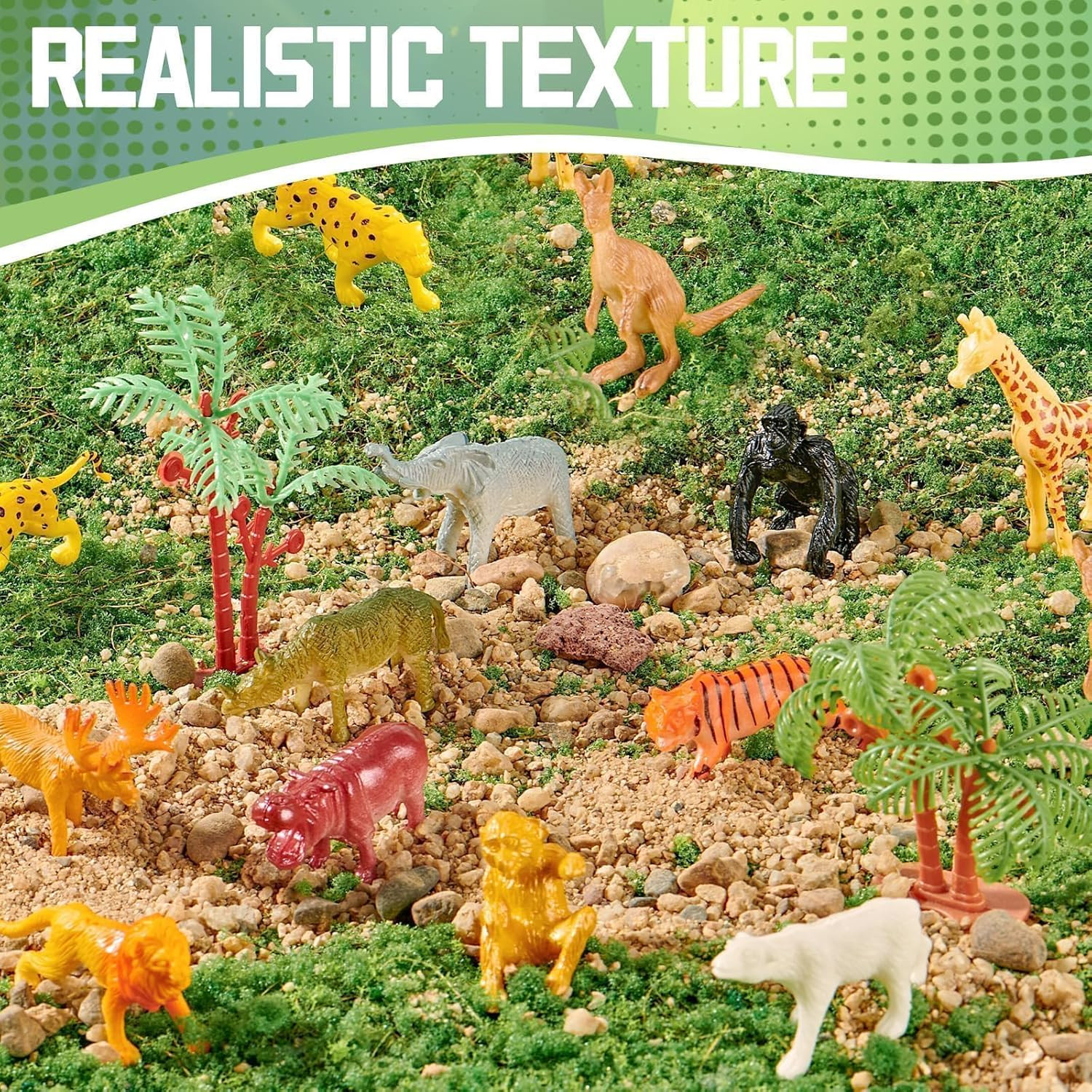60 Piece Mini Zoo Animal Toy with Gift Box, Realistic Small Plastic Animal Figur