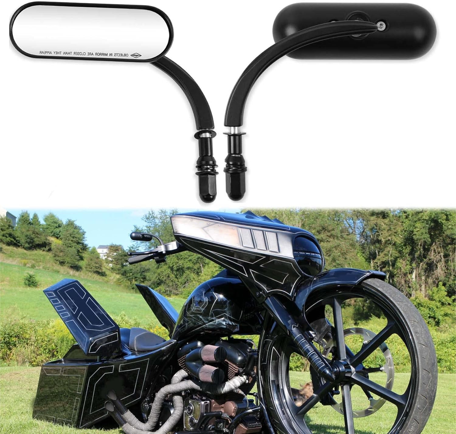 Motorcycle Mini Black Sportster Mirrors 8mm 10mm
