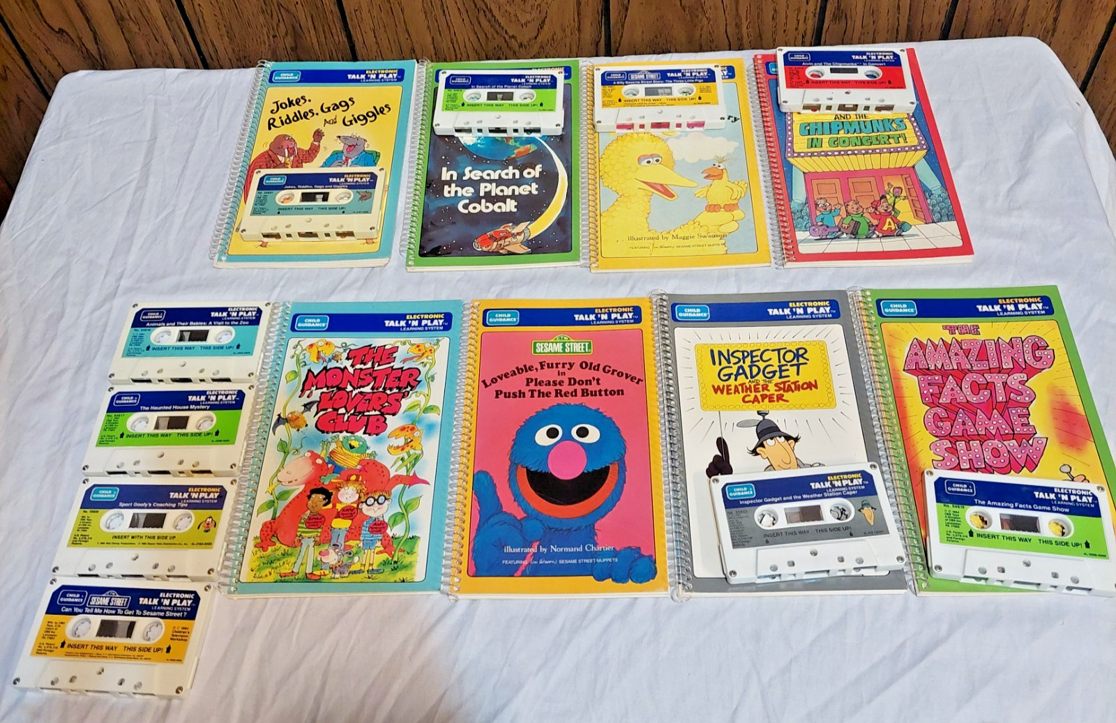 Child Guidance Talk N Play cassette and book lot of 12 vintage 80s Sesame St +