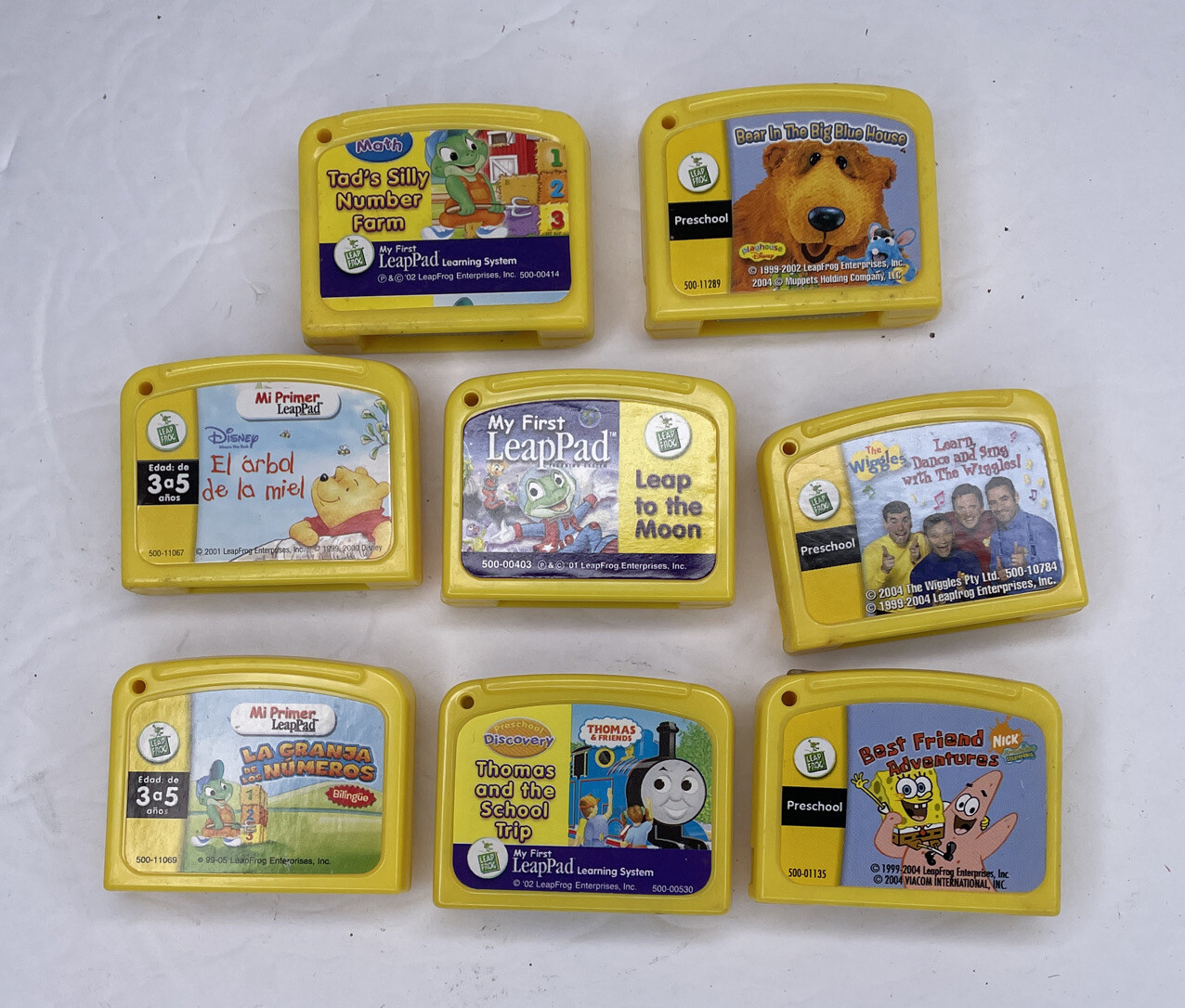 Lot Of 8 LeapFrog Game Cartridges My First LeapPad Sponge Bob, Thomas Etc.