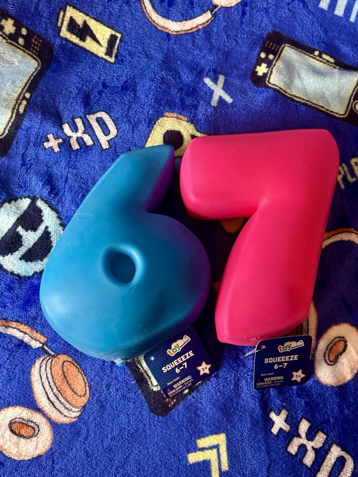 6 7 Squishy Blue & Pink Squeeze Fidget Stress Relief Viral TikTok NEW!