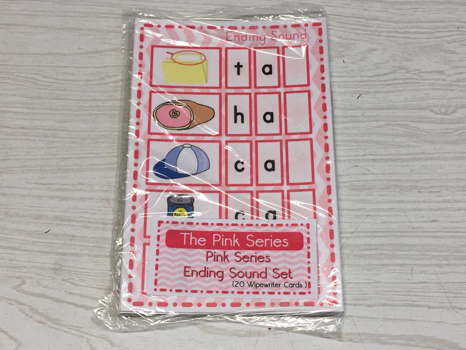 The Pink Series – Ending Sound Set (20 Wipewriter Cards ) Montessori