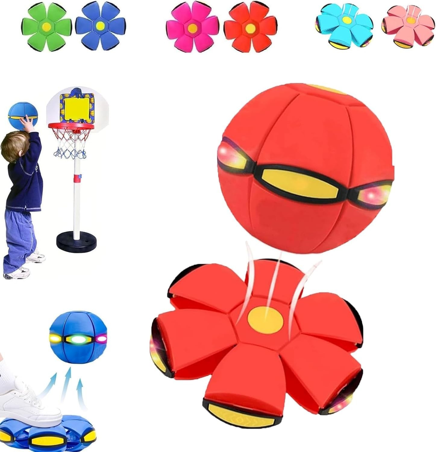 Magic Meta Bounce Ball 2-in-1 Flying Saucer Transforming LED Bouncy Toy Kids Pet