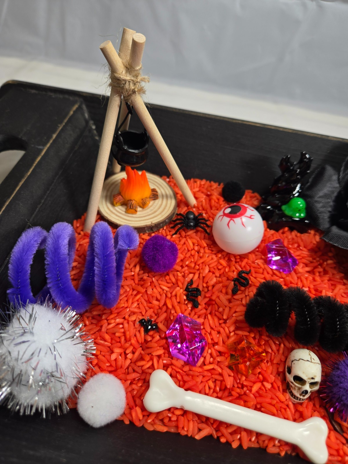 Halloween Sensory Tray Kit Activity Bin Play Rice & Beads Filler Motor Skills