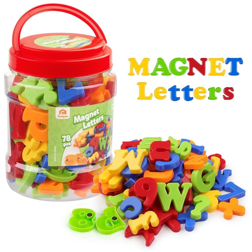Coogam Magnetic Letters Numbers Alphabet Fridge Magnets Small, Colorful