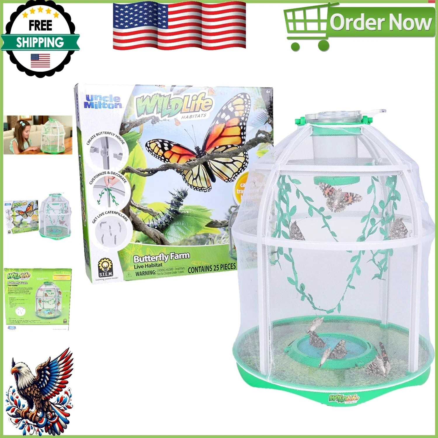 Butterfly Farm Live Habitat Kit – Observe Caterpillars Transform to Butterflies