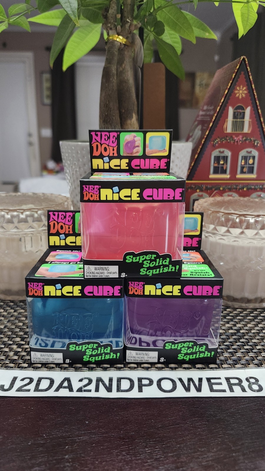AUTHENTIC NEE DOH NICE CUBE SUPER SOLID SQUISH LOT OF 3 PINK_PURPLE_BLUE NEW HTF
