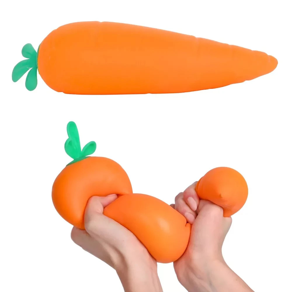 Sunny Days Squeeezy Carrot Jumbo Stress Ball Sensory Squishy Toy 11.5” NEW