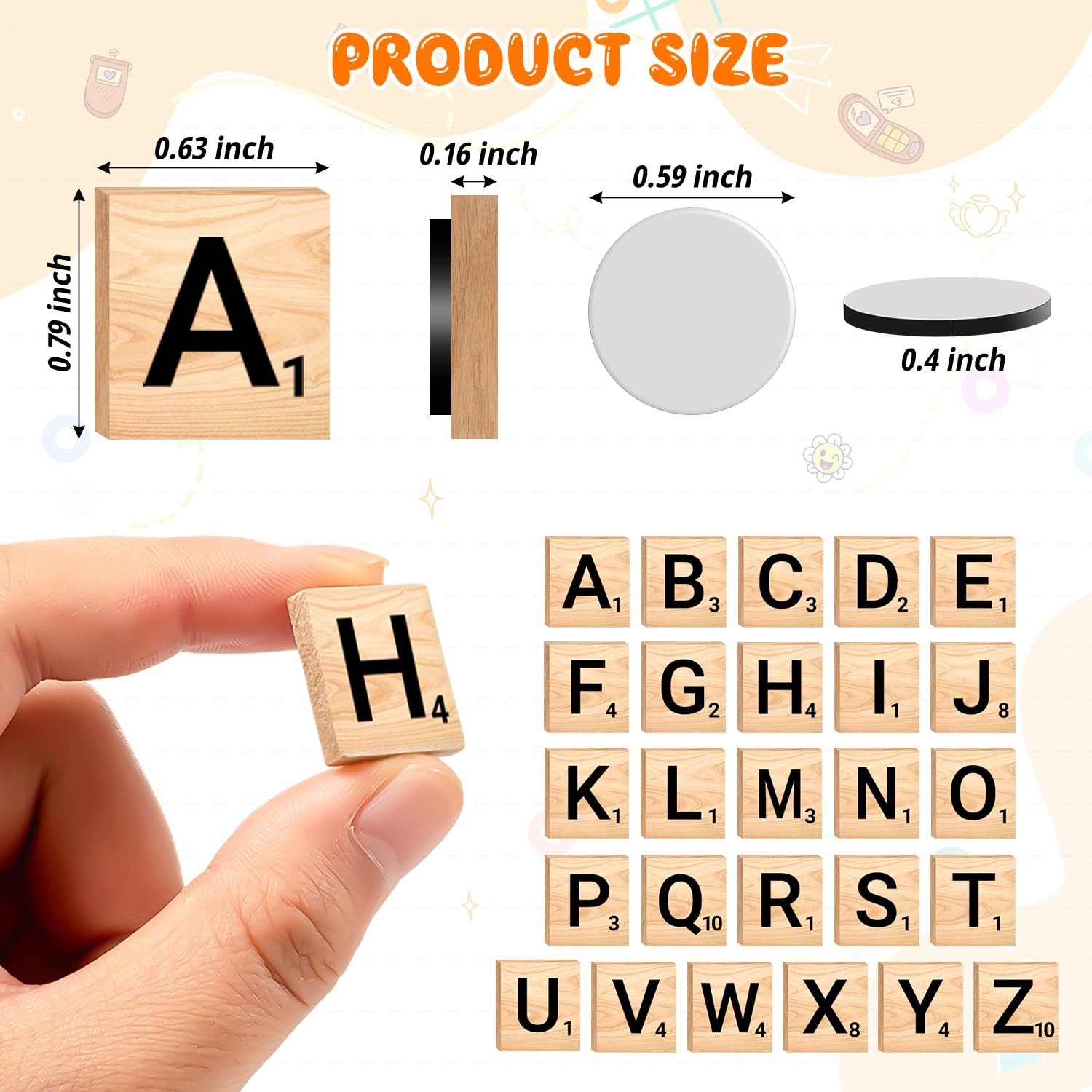 150 PCS Wood Magnetic Letter, Wooden Letter Magnets Small, 150pcs Off White